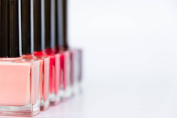 istock Palette of nail polish bottles on a white background 532574882