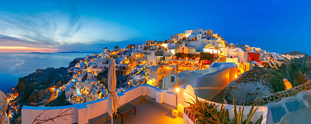 istock Panorama of Oia at sunset, Santorini, Greece 532576982