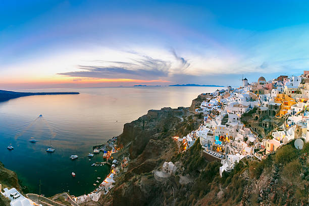 istock Panorama of Oia at sunset, Santorini, Greece 532577314