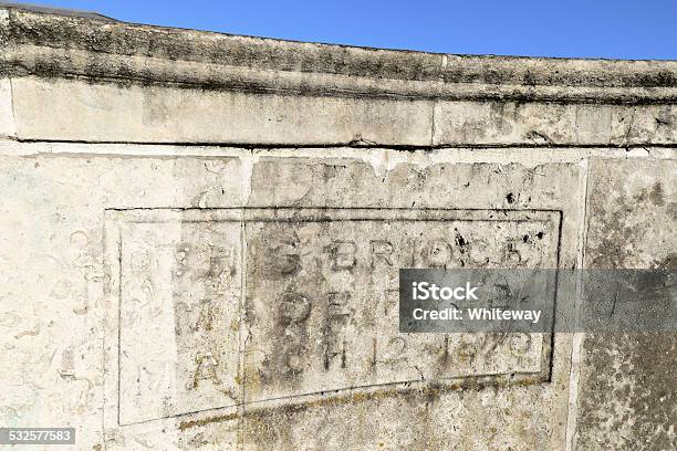 Inscription On Bridge Kingstonuponthames 1870 Stock Photo - Download Image Now - 1870, 2015, Bad Condition