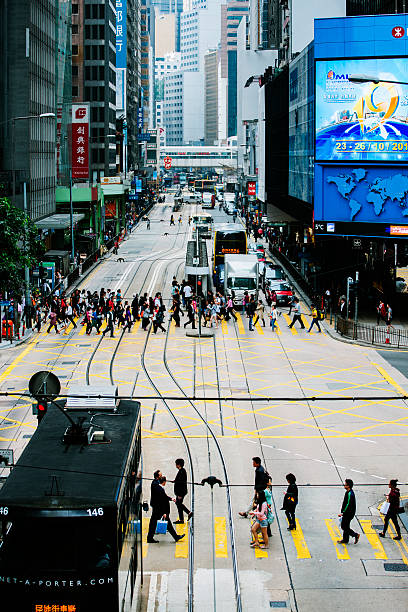 istock Crowded crossing on Des Voeux Road West, Central, Hong Kong 532580955