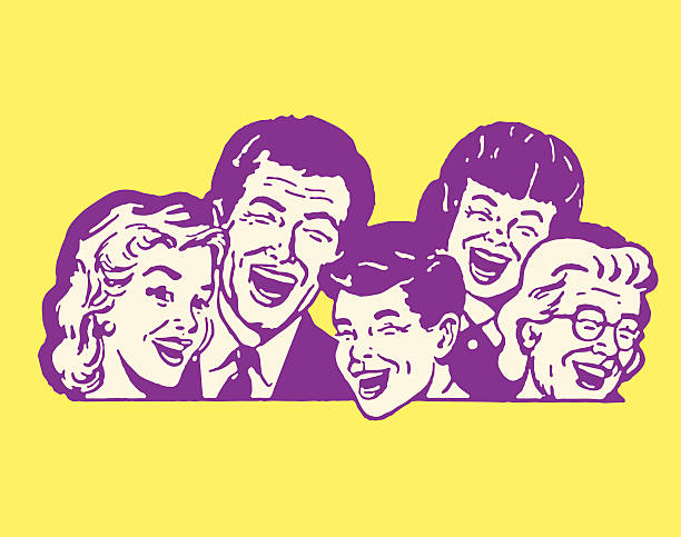 stockillustraties, clipart, cartoons en iconen met five people laughing - lachen