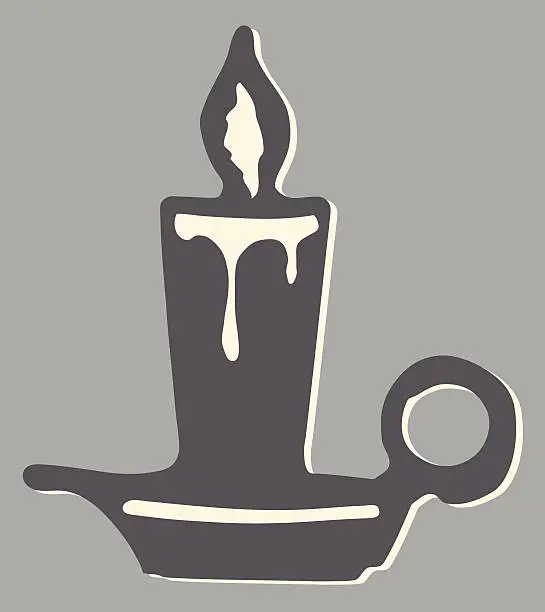 Vector illustration of Lit Candle in Holder