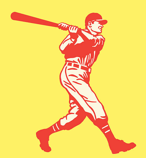 ilustraciones, imágenes clip art, dibujos animados e iconos de stock de jugador de béisbol al bat - men baseball baseball cap baseball bat