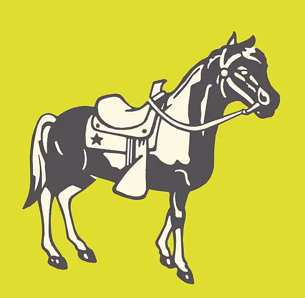 Vector illustration of Horse in Saddle and Bridle