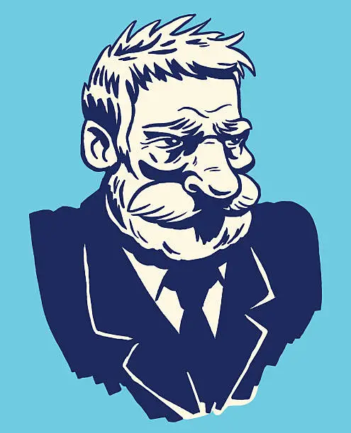 Vector illustration of Stern Man With Mustache