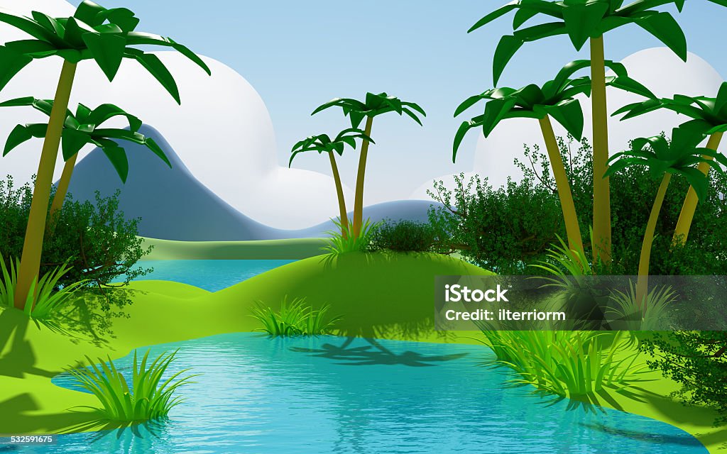 Selva Tropical De Paisaje De Dibujos Animados 3d Foto de stock y más banco  de imágenes de Viñeta - Viñeta, Fondos, 2015 - iStock