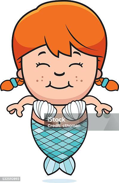 Mermaid Girl Stock Illustration - Download Image Now - Mermaid, Redhead, 2015