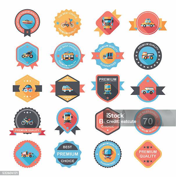 Transportation Badge Flat Design Background Set Eps10 Stock Illustration - Download Image Now