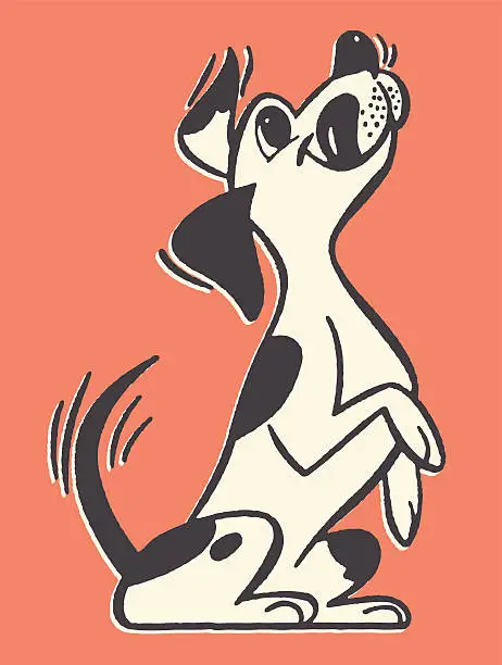 Vector illustration of Happy Puppy Dog with Wagging Tail