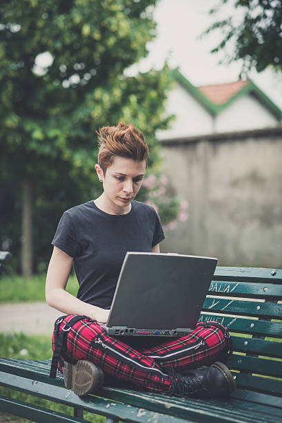 istock young lesbian stylish hair style woman using notebook 532604653