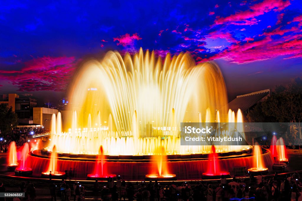 The famous Montjuic Fountain. The famous Montjuic Fountain in Barcelona.Spain, Catalonia Barcelona - Spain Stock Photo