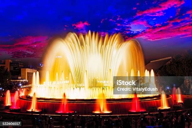 The Famous Montjuic Fountain Stock Photo - Download Image Now - Barcelona - Spain, Fountain, Music