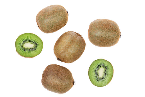 istock Group of ripe kiwi cut top view. 532608383
