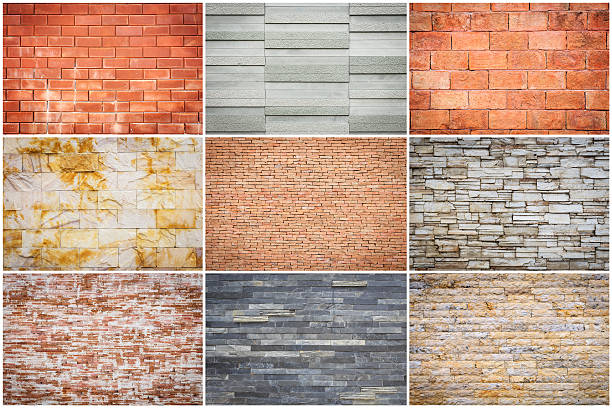 istock Set of Natural stone wall texture for background 532608975