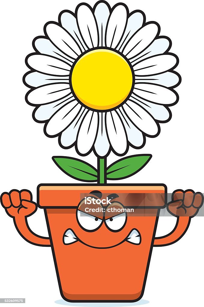 Angry Cartoon Flowerpot A cartoon illustration of a flowerpot looking angry. 2015 stock vector