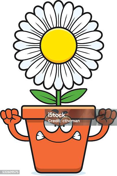 Angry Cartoon Flowerpot Stock Illustration - Download Image Now - 2015, Anger, Cartoon