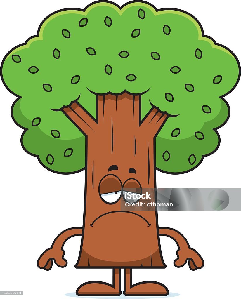 Sad Cartoon Tree Stock Illustration - Download Image Now - Sadness ...