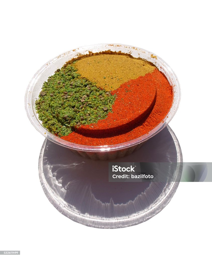 spices crushed spices in capacity on a white background 2015 Stock Photo