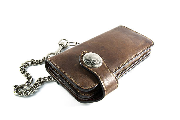 istock vintage leather wallet with Chain 532624707