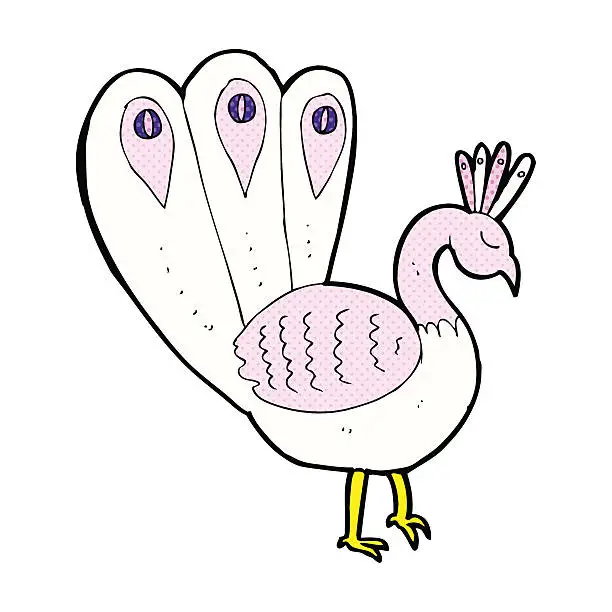 Vector illustration of comic cartoon peacock