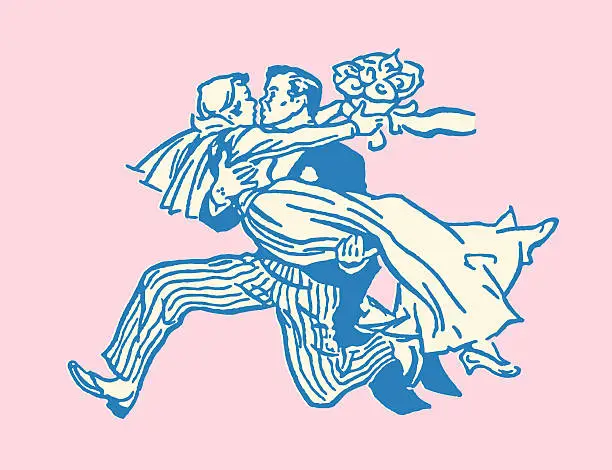 Vector illustration of Groom Carrying Bride