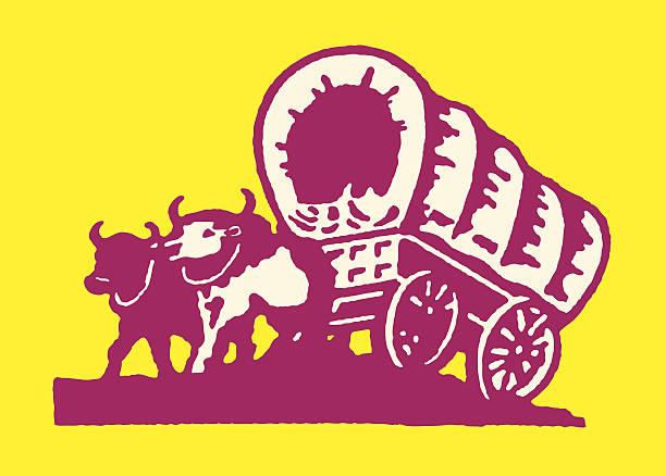 puste stagecoach - ox wóz stock illustrations