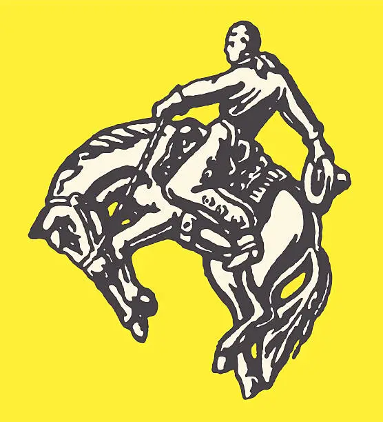 Vector illustration of Cowboy on Bucking Horse