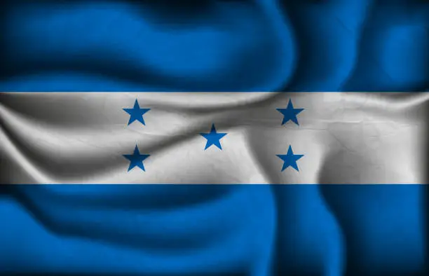 Vector illustration of crumpled flag of Honduras on a light background.