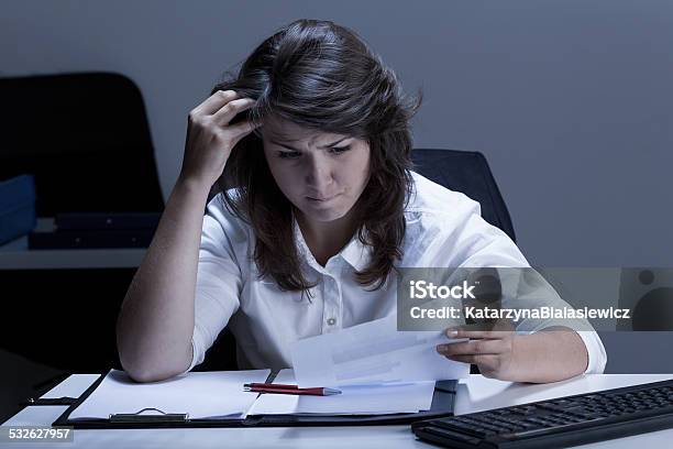Businesswoman In White Shirt Stock Photo - Download Image Now - 2015, Adult, Analyzing