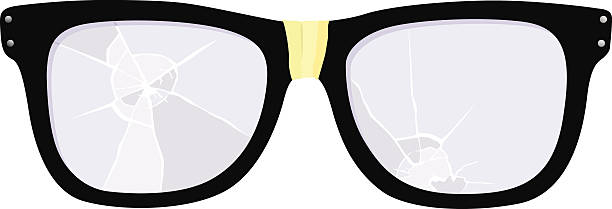 Reading Glasses A vector illustration of reading glasses that are broken. eye test equipment stock illustrations