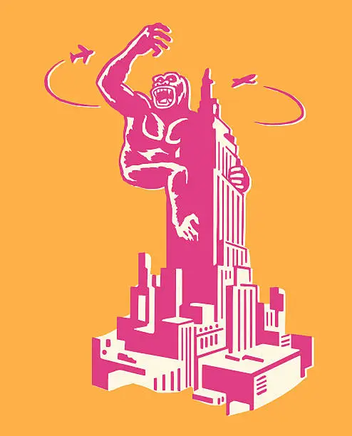 Vector illustration of King Kong on Empire State Building