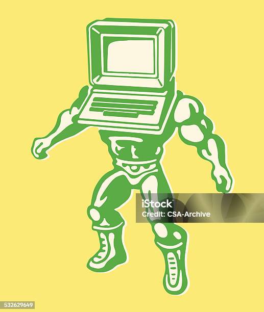 Computer Monitor Man Monitor Man Stock Illustration - Download Image Now - Computer, Heroes ...