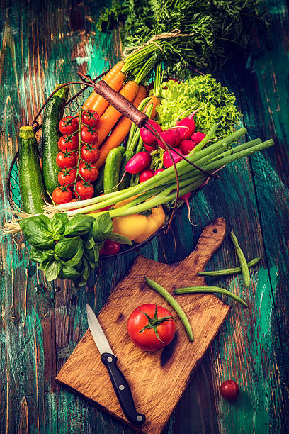 istock Basket With Organic Vegetables Fresh From Market 532630119