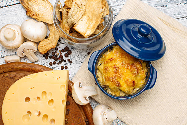 istock Moshroom casserole in a blue ceramic pot 532641813