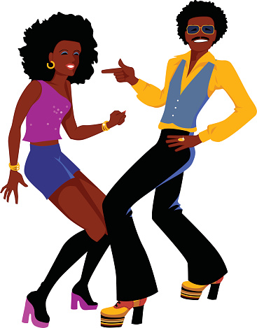 Black couple dancing disco, vector illustration, no transparencies EPS 8
