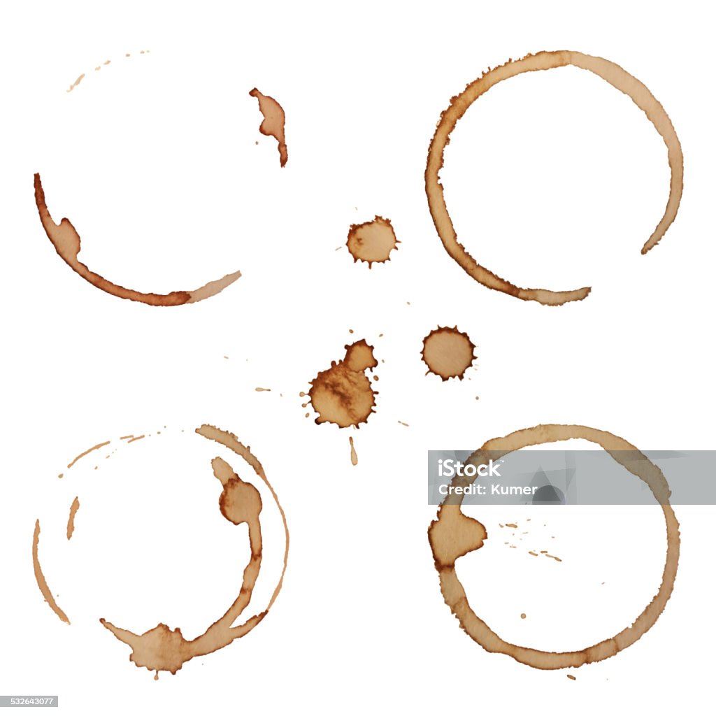 Vektor Kaffee-Färbung Rings Set, isoliert auf weißem Hintergrund - Lizenzfrei Kaffee - Getränk Vektorgrafik