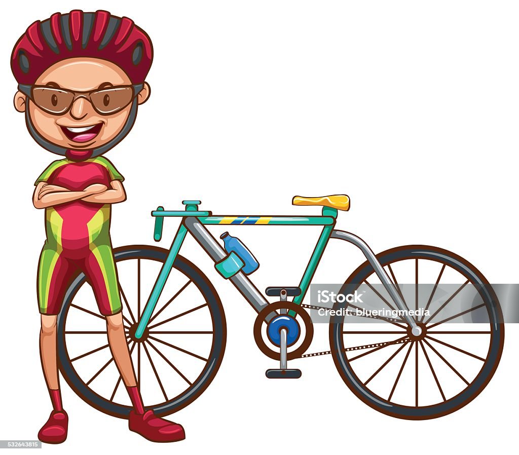 Cyclist A coloured drawing of a cyclist on a white background 2015 stock vector