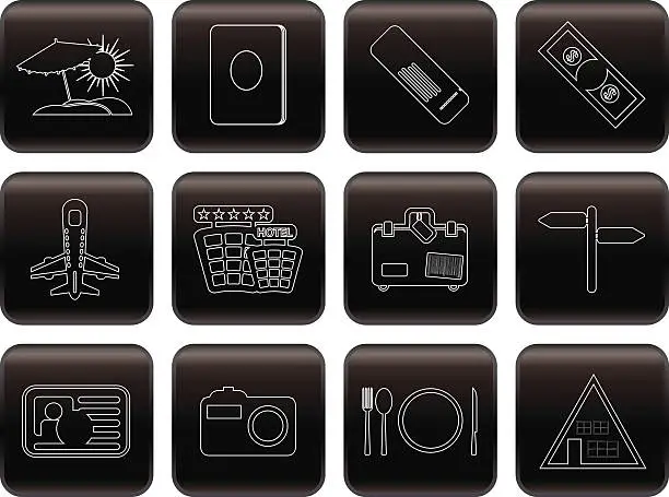 Vector illustration of Line Travel and trip Icons