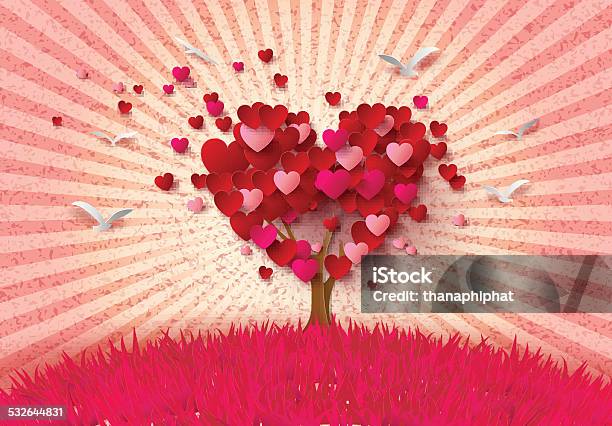 Love Tree With Heart Leaves Stock Illustration - Download Image Now - 2015, Abstract, Backgrounds
