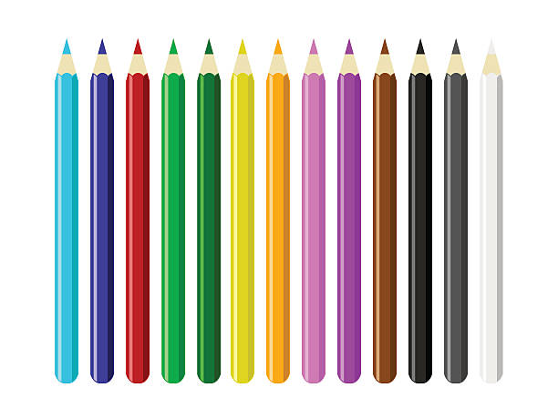 ilustrações, clipart, desenhos animados e ícones de lápis de cor - pencil black sharp color image