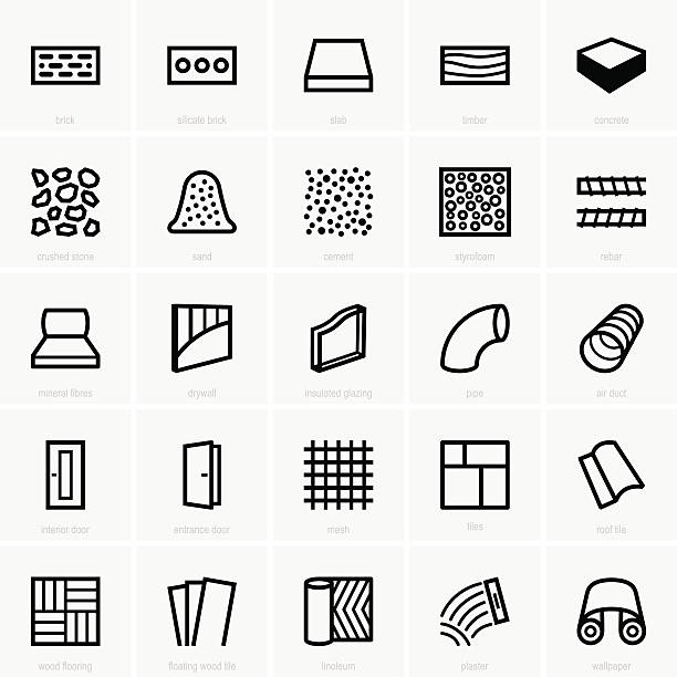 Building materials This image is a vector illustration and can be scaled to any size without loss of resolution, can be variated and used for different compositions. This image is an .eps file and you will need a vector editor to use this file, such as Adobe Illustrator. sand symbols stock illustrations