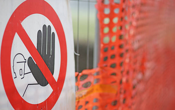 istock signboard of a work in progress with the orange network 532646641