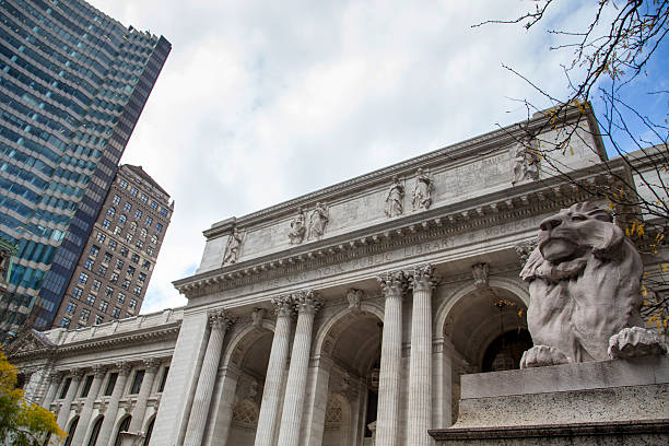 USA - New York - New York, Public Library The New York Public Library entrance on the 5th avenue. 42nd street stock pictures, royalty-free photos & images