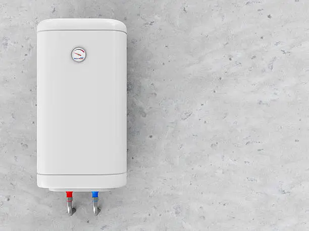 Modern Electric Water Heater on the Concrete Wall