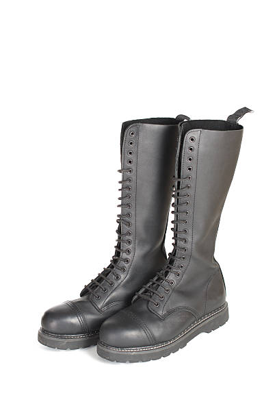 Talloos bijstand Kinderen New Knee High Lace Up Black Combat Boots Stock Photo - Download Image Now -  Marten, Shoe, 2015 - iStock
