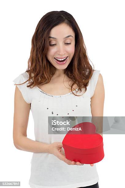 Surprised Valentines Day Woman Stock Photo - Download Image Now - 2015, Adult, Adults Only