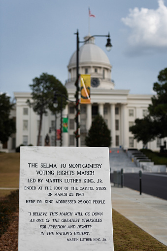 Montgomery, Alabama, USA - December 3, 2014: Monument dedicated to the Selma to Montgomery Voting Rights March on Dexter Avenue