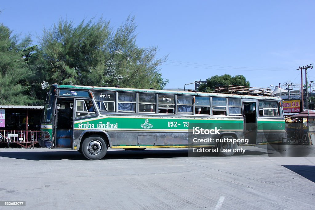 Greenbus company bus route Lampang and Chiangmai.  2015 Stock Photo