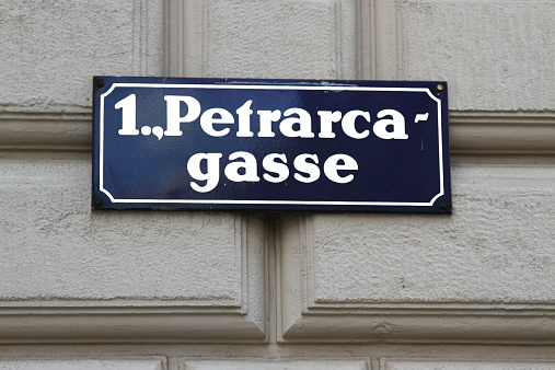 buig road sign with the name of the street in vienna in austria